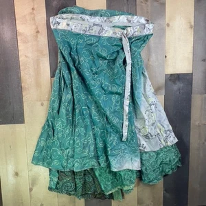 Earthbound Trading Co Reversible SILK Wrap Skirt Womens One Size Boho Floral - Picture 1 of 6