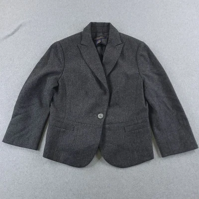 Blazer Brooks Brothers para mujer 2 mezcla de lana carbón angora manga 3/4 tweed Foto 1 de 4