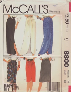 McCall's  8800-Misses' Wrap-Skirts w/Left-Side Zipper-2 Lengths-Sz 16-Waist 30" - Picture 1 of 4