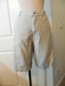 Neiman Marcus Mens Khaki Tan 100% Brushed Cotton Twill Flat Front Shorts - 38 - Picture 1 of 7