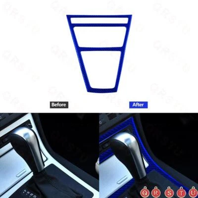 Blue Carbon Fiber Gear Shift Panel Outer Frame Cover Trim For BMW X3 2004-2010 Foto 1 de 4