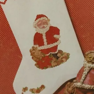 "Weihnachtsmann" gezähltes Kreuzstich Strumpf Muster von Carolina Kreuzstich - Bild 1 von 3