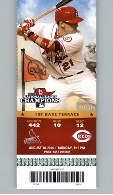 Cincinnati Reds vs St. Louis Cardinals 8/18/2014 Full Ticket - Allen Craig - Image 1 of 2