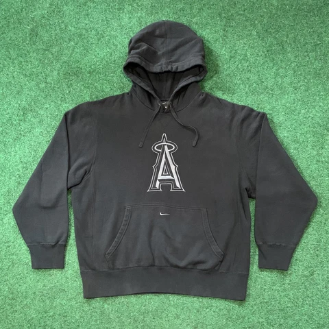 Nike Los Angeles Angles Center Swoosh Hoodie Men’s Size XL Black Anaheim LA MLB Cover