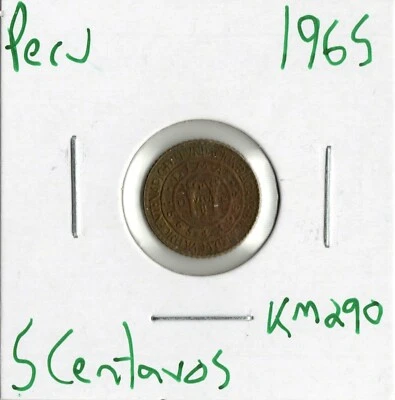Coin Peru 5 Centavos 1965 KM290, one year type - Image 1 of 4