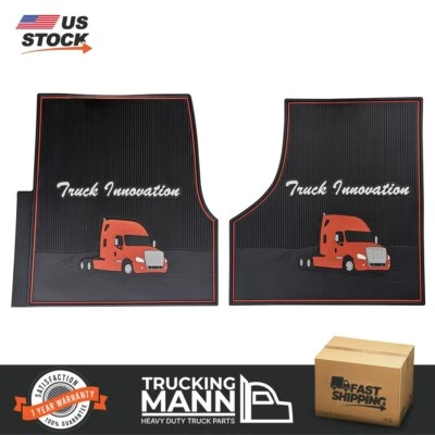 Truckingmann Freightliner Cascadia Rubber Front Floor Mats 2pcs Black&Red 08-17 - Image 1 of 4