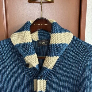 RRL RALPH LAUREN Dyed Hardy Cotton Shawl Cardigan Size S Used - Picture 1 of 7