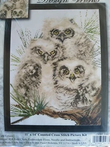 Design Works Counted Cross Stitch Kit -Owl Trio sealed - Picture 1 of 3