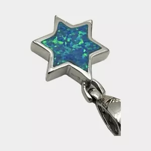 925 Sterling Silver Opal Magen David / Star of David Pendant New - Picture 1 of 4