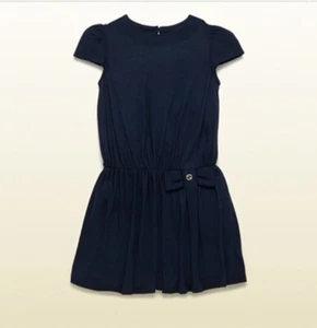 NWT NEW Gucci girls blue Jersey short sleeve dress with GG bow detail 341679 8y - Picture 1 of 5