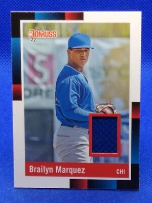 2022 DONRUSS RETRO 1988 MATERIALS R88M-BM BRAILYN MARQUEZ JERSEY CUBS PITCHER - Image 1 of 2