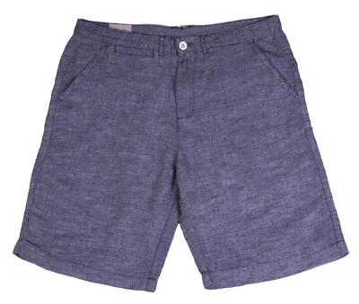NEW MENS 36 BLUE JACHS J.A.C.H.S. CHINO SHORTS BERMUDA LINEN BLEND - Image 1 of 4
