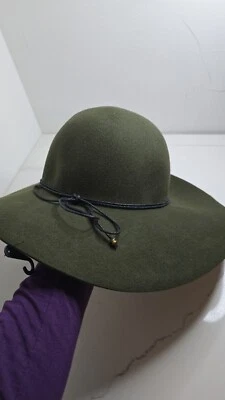 Sombrero de fieltro APT 9 para mujer con bandas flojos Fedora verde oliva 100 % lana NUEVO Foto 1 de 3