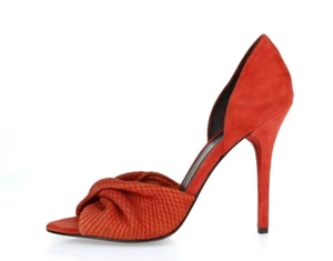 Mujer ELIZABETH & JAMES 226039 Elegante Coral Gamuza Puntera Abierta Tacones Talla 10 M NUEVO - Imagen 1 de 7