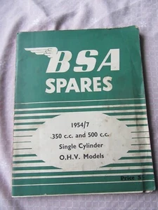 BSA SPARES CATALOGUE 1954/7 350cc and 500cc SINGLE CYLINDER O.H.V. MODELS - Picture 1 of 1