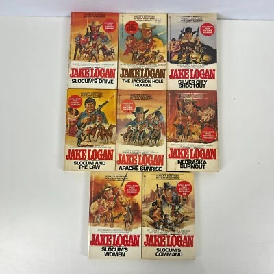 Lot of 8 Vintage Jake Logan John Slocum Cowboy Western Paperback Books 50-59 - Imagem 1 de 4