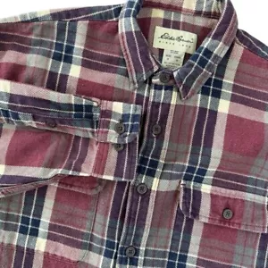 Camicia di flanella Eddie Bauer uomo M marrone a quadri spessa pesante camicia da lavoro all'aperto - Foto 1 di 6
