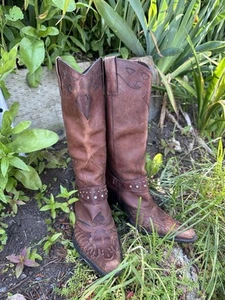 MIA Thunderbird Distressed Leather Cowboy Boots Size 7M Womens Pointed Toe Studs - Picture 1 of 12