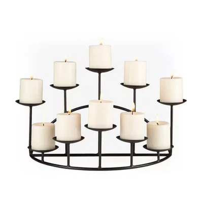 Candelabro de 10 plataformas soporte de metal negro hogar mesa chimenea decoración Foto 1 de 4