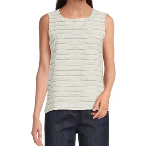 Calvin Klein Gr. M weiß blau gestreift Top Neu mit Etikett hinten Knöpfe Business Casual Chic - Bild 1 von 12