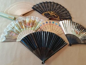 Job Lot - Assorted Collectible Vintage Folding Hand Fan / Oriental (B1681) - Picture 1 of 12