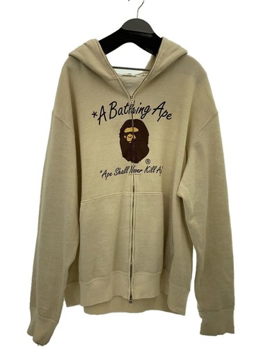 A BATHING APE (BAPE) Felpa con cappuccio e zip BAPE A Bathing Ape XL cotone panna #ED AZA