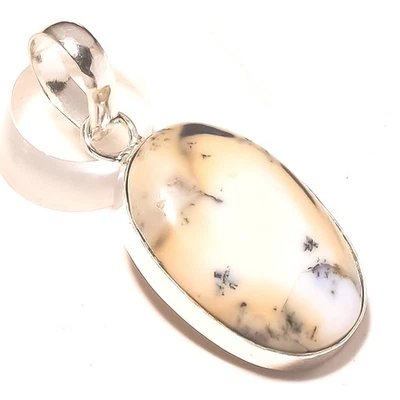 Colgante de joyería de regalo de diseño étnico hecho a mano con piedras preciosas de ópalo dendrítico 1,6" w217 Foto 1 de 2