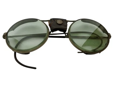 Gafas de seguridad con lentes verdes ópticas americanas Gafas de sol Cuero Steampunk Foto 1 de 4