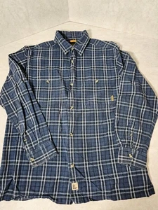 Timberland Mens Large Blue Plaid Cotton Button Up Long Sleeve Shirt Pre-owned - Picture 1 of 13