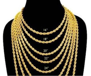 3 mm Gold 18 K IP plattiert Edelstahl Seil Kette Halskette Damen Herren 16-26 Zoll - Bild 1 von 4