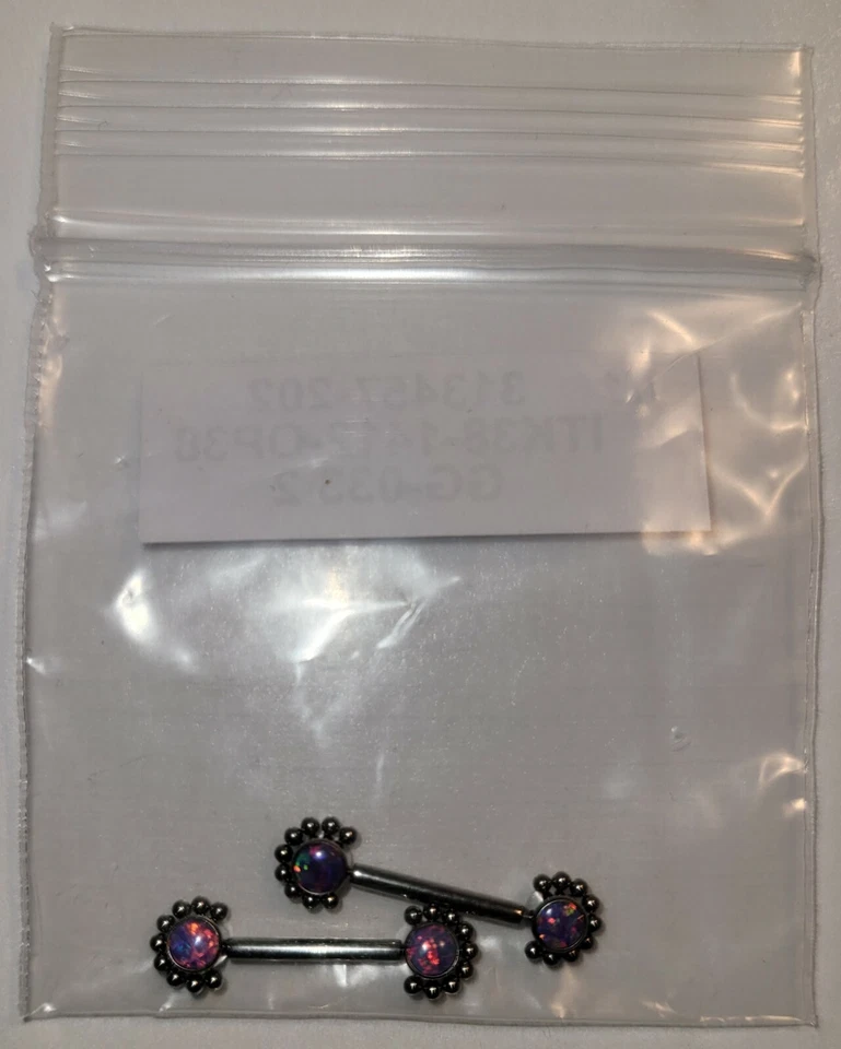 Par! Juego de bisel de anillo de pezón de barra de empuje sin rosca de titanio grado implante circonita cúbica Foto 1 de 1