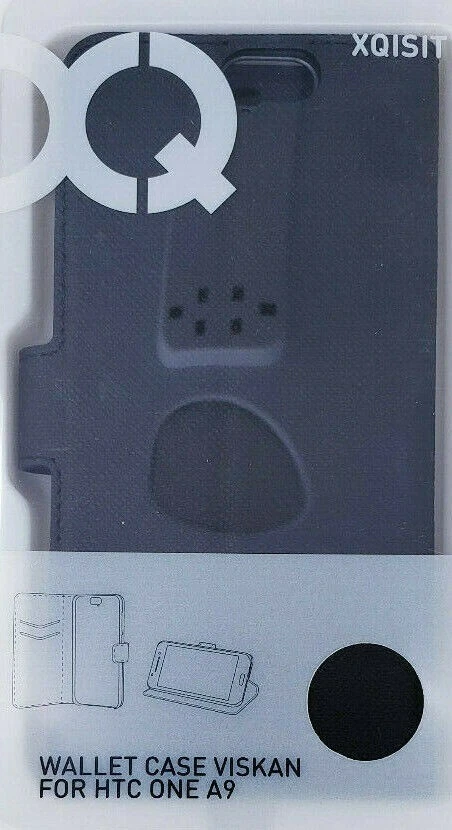 Xqisit Black Wallet Case Viskan For HTC One A9 Protective Book Folio Cover - Image 1 of 4