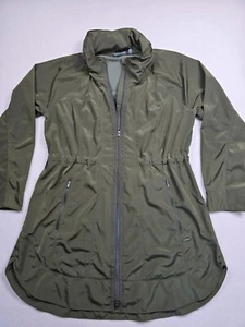 Athleta Olive Green Drip Drop Anorak Light Hooded Zip Front Jacket Large - Picture 1 of 6