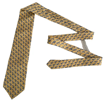 Gravata Brooks Brothers Makers masculina dourada floral toda de seda feita à mão nos EUA - Imagem 1 de 4