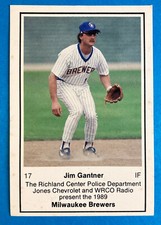 1989 Jim Gantner #17 Richland Center Police Baseball Milwaukee Brewers 