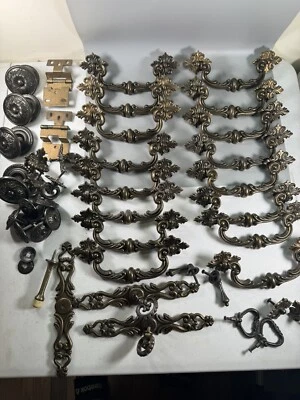 Vintage Ornate Drawer Pulls & Knobs Lot – Mixed Styles – 30+ Pieces - Image 1 of 4