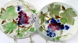 LOT 2 St. Clement France Majolica Fruit Plates-- Grape pattern 8 3/8" - Picture 1 of 4