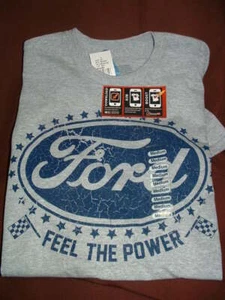 NEU FORD HERREN GRAU FEEL THE POWER 90 % BAUMWOLLE KURZARM T-SHIRT M - Bild 1 von 1