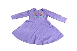 Hanna Andersson Size 4 (100) Girls Long Sleeve Purple Dress Flower Applique - Picture 1 of 3