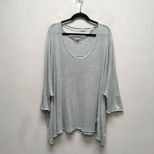 Pete & Greta Womens Sage Green Dolman Sleeve Scoop Neck Oversized Linen Top L - Picture 1 of 10