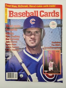 Baseball Cards Magazine Dec 1990 + Uncut Cards Sandberg Michael Jordan on Cover - Picture 1 of 3