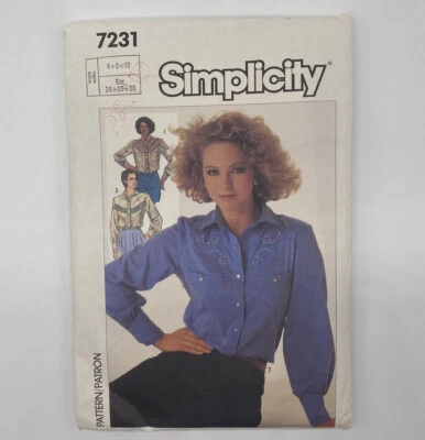 Vintage Simplicity Sewing Pattern 7231 Womens Shirt Size 6 8 10 Uncut - Image 1 of 4