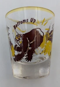 Vintage Monkey clear glass Shot Glass "Bottoms Up" - Picture 1 of 3