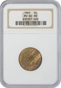 1865 Two Cent Piece MS64RB NGC - Picture 1 of 2