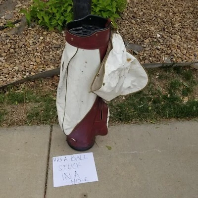Bolsa de golf Wilson vintage de cuero rojo blanco sintético divisor de 15 vías Foto 1 de 4