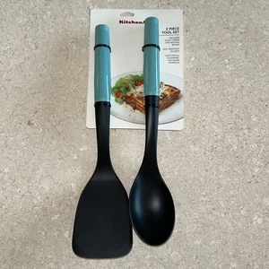 New Teal Turquoise KitchenAid Solid Turner & Basting Spoon Kitchen Tools - Picture 1 of 1