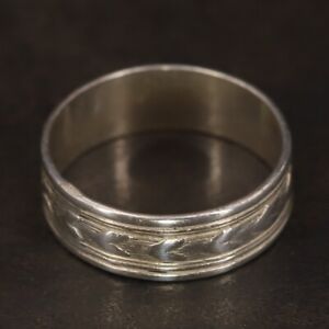 VTG Sterling Silver - UNCAS ART DECO Heart Motif Band Ring Size 5.75 - 1.5g
