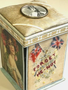 Sewing box Edward the 7th " Forget me not" Royal Family Victorian Fold Out RARE - Picture 1 of 13