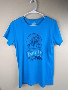 Life Is Good Damen Shirt mittelblau Kurzarm Lounge Chair Take It Slow  - Bild 1 von 7