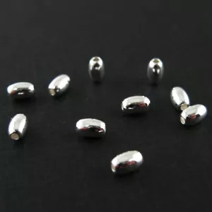 Sterlingsilber 4x3 mm glatte ovale Perlen (verkauft pro 10 Stück) - Bild 1 von 2